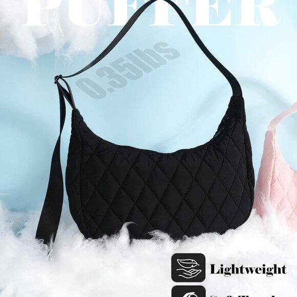 Ultra-Lightweight Quilted Crossbody Bag - Fashion Meets Functionality in Black - Picture 6 of 6